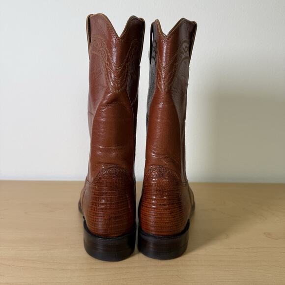 Justin Lizard Boots Women's 7 C Wide 3113 Cowgirl Boots Peanut Brittle Western - Picture 8 of 13